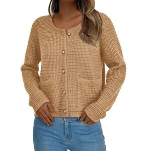 NWT Pretty Garden Chic Button Down Waffle Knit Cardigan